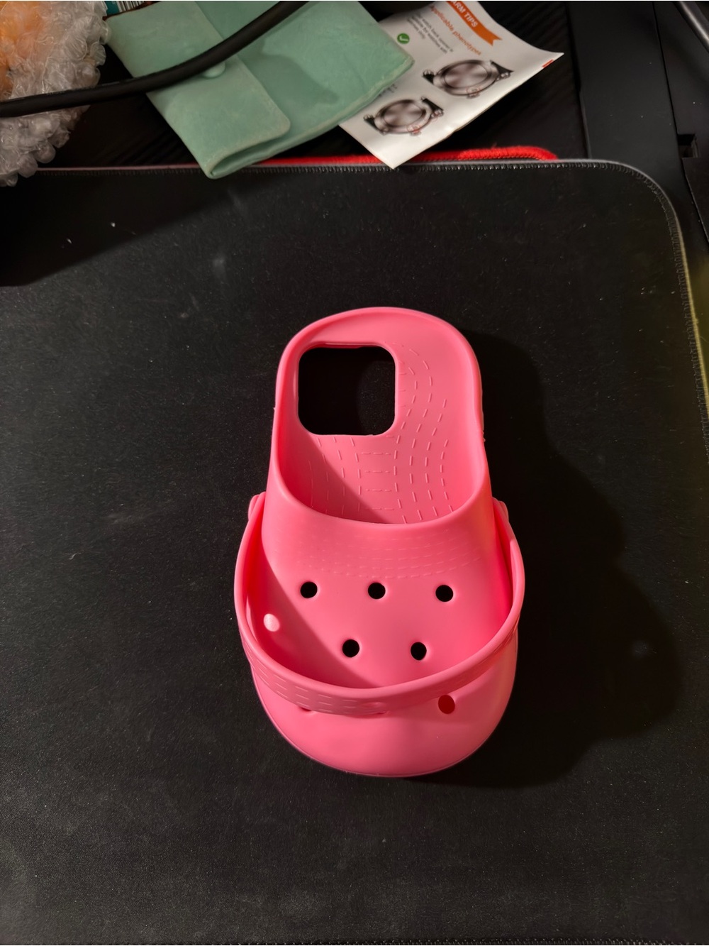 Pink Croc-style Apple iPhone 16 Pro 6.3” Case Holder with Holes - Good Condition